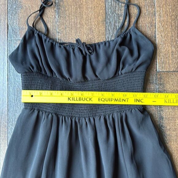 Aritzia Wilfred black midi dress size small event party minimalist gauzy spaghet - Picture 11 of 12